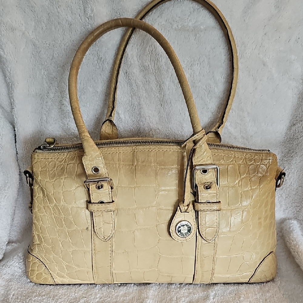 Dooney & Bourke Cream Crocodile-Embossed Satchel